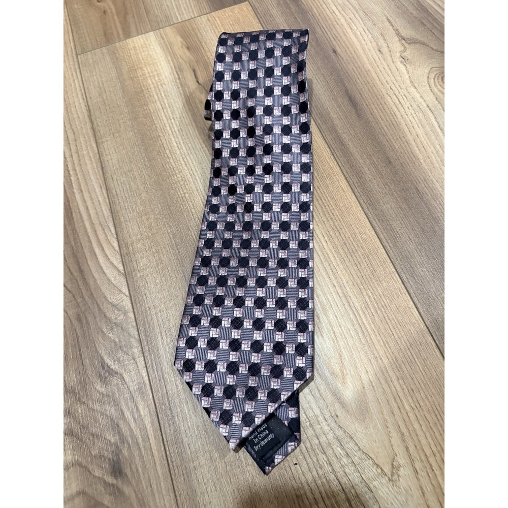Probto Uomo Men's Silk Tie Pink Gray Designer‎ Business Interview